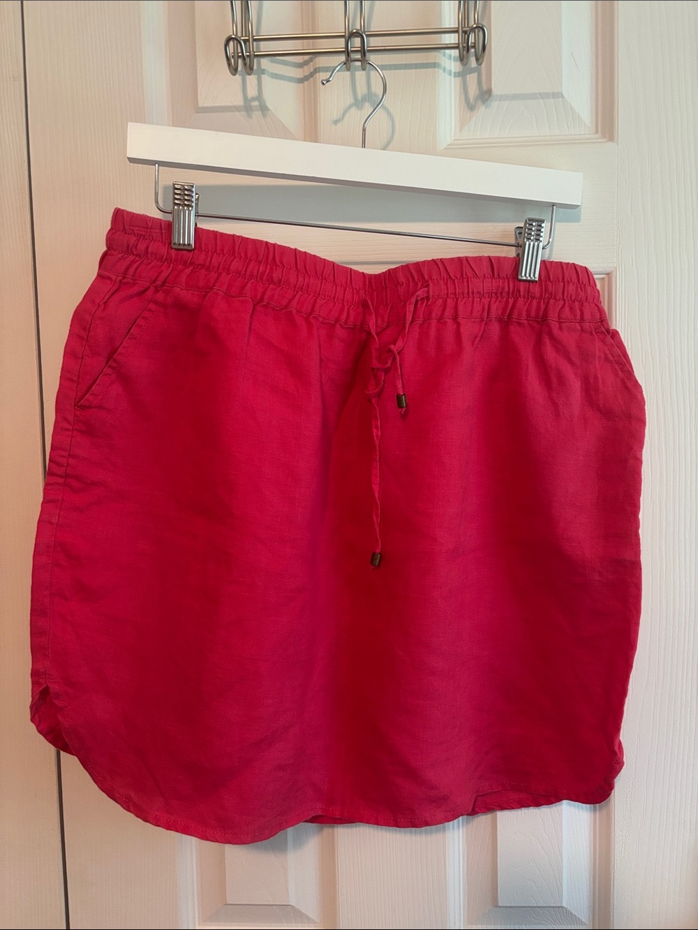 Kenar Hot Pink Linen Drawstring Mini Skirt